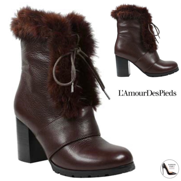 L`Amour Des Pieds Womens Quillan Brown Espresso Lamba Leather Boots Lace Up Boot